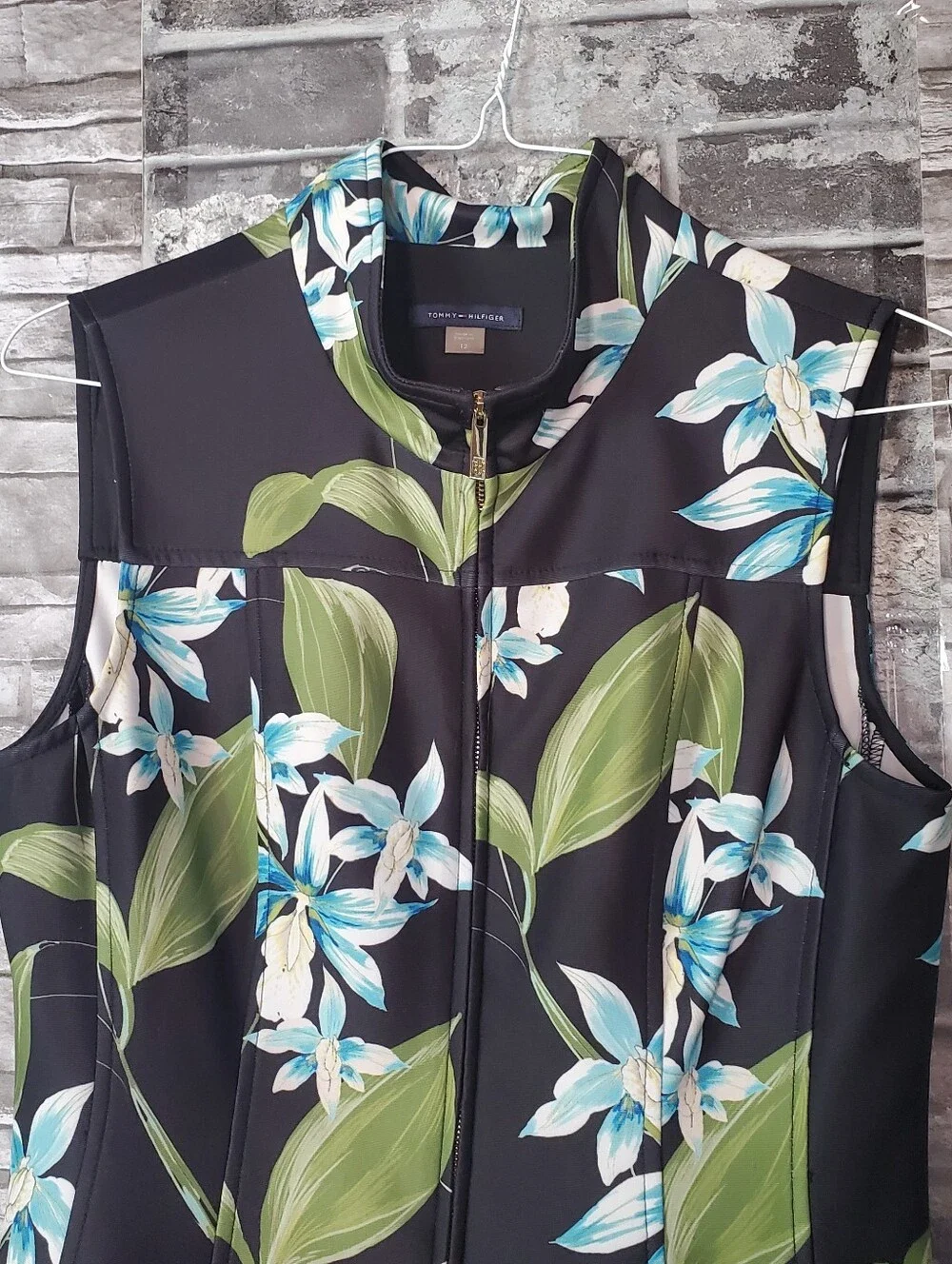Tommy Hilfiger Shift Floral Midi Dress Front Zip Sophisticated Formal Elegant 12